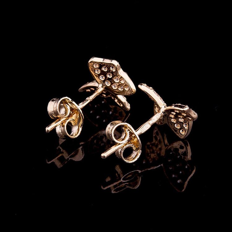 Золотые серьги-пусеты "Бабочки" с фианитами с03665 от ювелирного магазина Оникс - 3