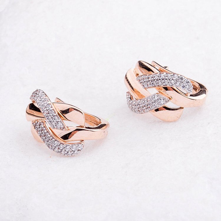 Золоті сережки з фіанітами с03917 від ювелірного магазину Онікс - 1