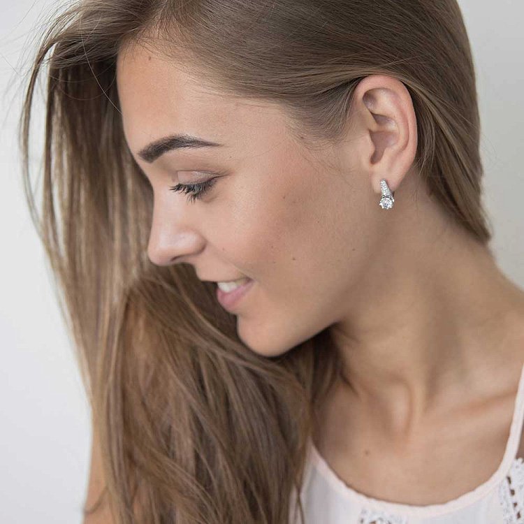 Золоті сережки з фіанітами с04104 від ювелірного магазину Онікс - 3