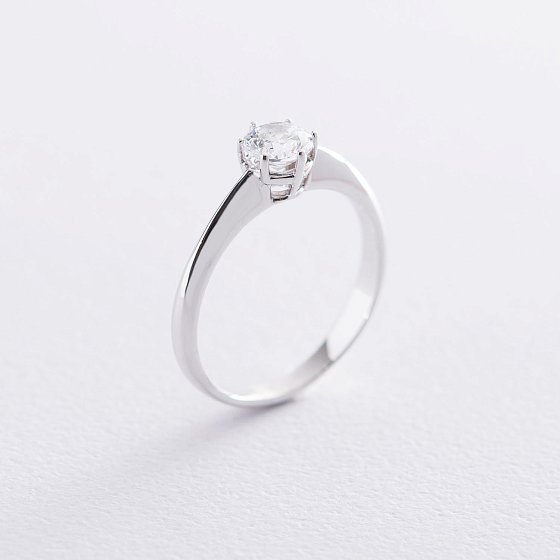 Помолвочное кольцо в белом золоте (куб. цирконий Swarovski) к06311