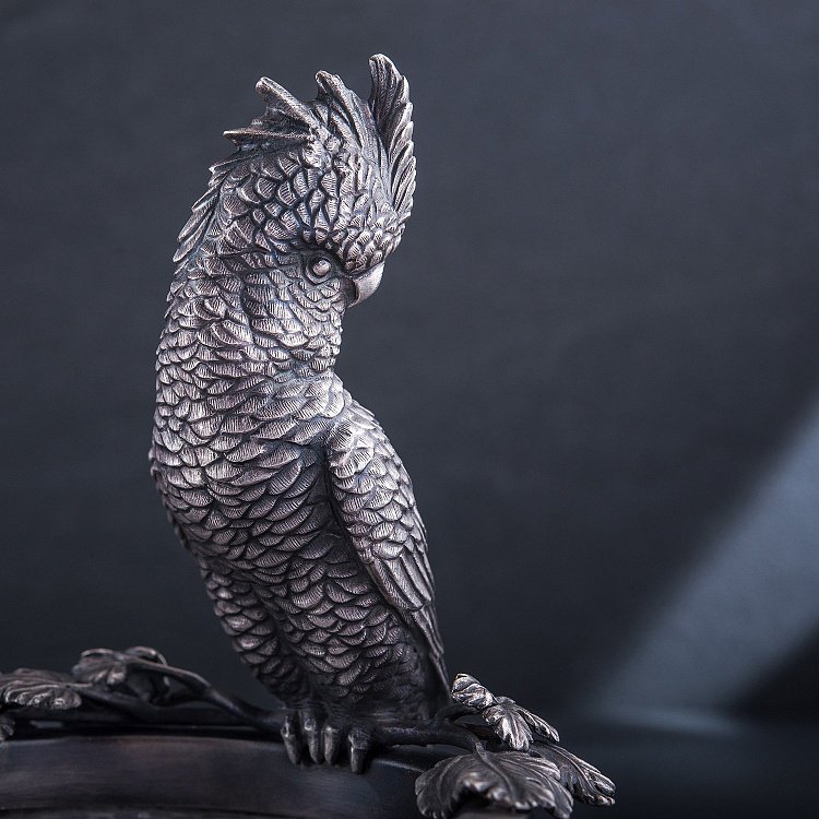 Срібна ваза для цукерок ручної роботи "Папуга" попуг.ветка від ювелірного магазину Онікс - 1