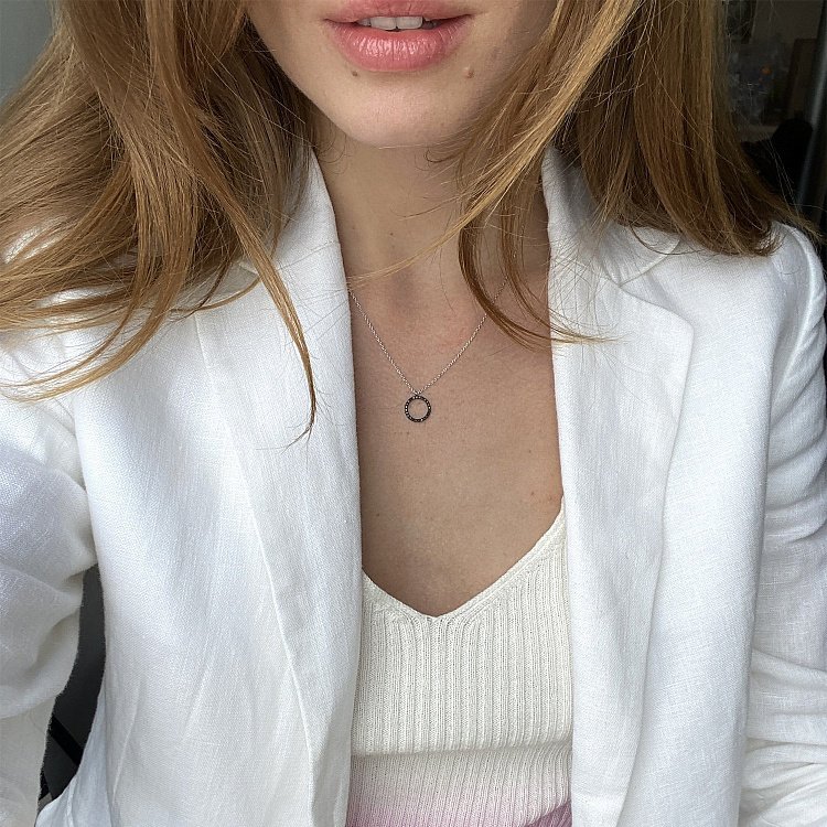 Золотое колье "Круговорот" (черные бриллианты) 1.2 см колб0063di от ювелирного магазина Оникс - 2