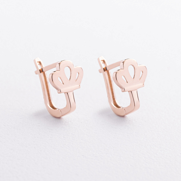 Детские золотые серьги "Корона" с09620 от ювелирного магазина Оникс