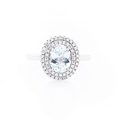 Женское кольцо с голубым топазом (фианиты) 111447 №4