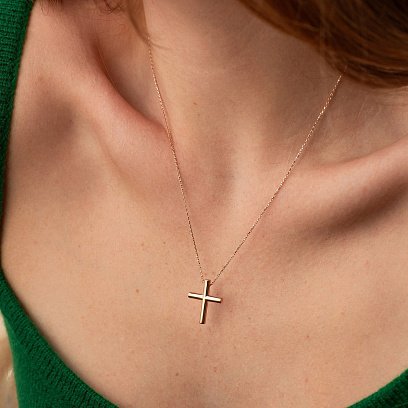 Кольє з хрестиком у червоному золоті кол02354 №4