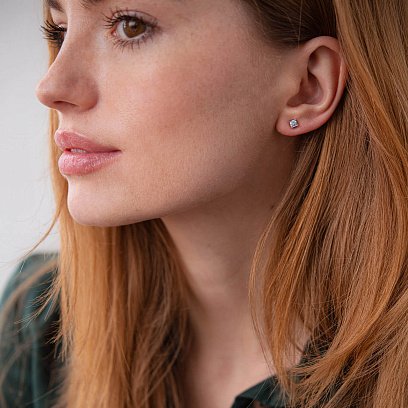 Золоті сережки - пусети з діамантами сб0384z №2