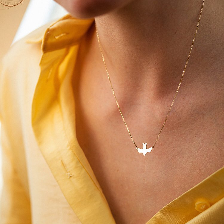 Кольє "Ластівка" у жовтому золоті кол02364 від ювелірного магазину Онікс - 11