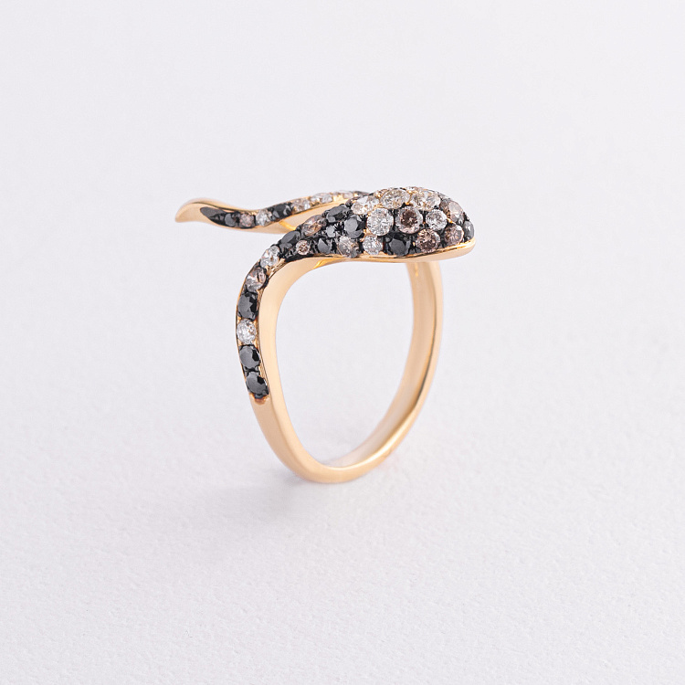 Золотое кольцо "Змея" с бриллиантами кб0609mi от ювелирного магазина Оникс - 1