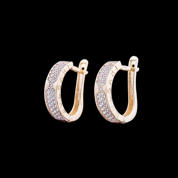 Золотые серьги с фианитами с03043 от ювелирного магазина Оникс - 2