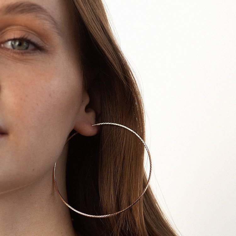 Серьги - кольца в красном золоте (6.8 см) с05695 от ювелирного магазина Оникс - 2