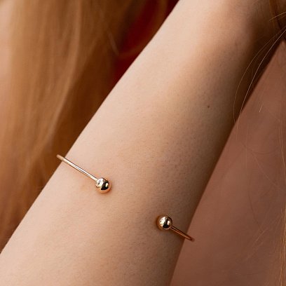 Жорсткий браслет "Кульки" (червоне золото) б05473 №5