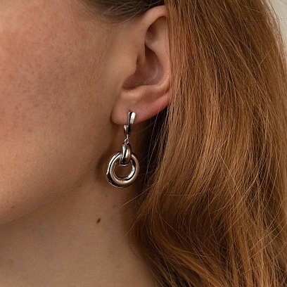 Серьги "Дакота" в белом золоте с08113 №5