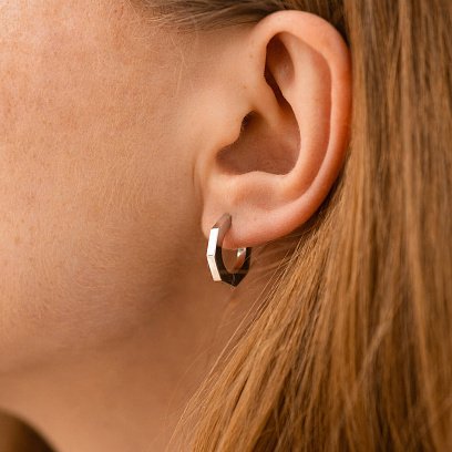 Сережки - кільця "Геометрія" у сріблі 123407 №4