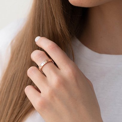 Золота каблучка "Love" з фіанітами к06667 №4