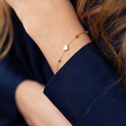 Браслет "Сердечко" у жовтому золоті б05182 №4