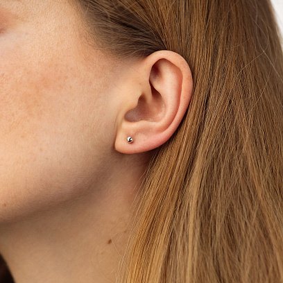 Серьги - пусеты "Шарики" в белом золоте (0.4 см) с07300 №7