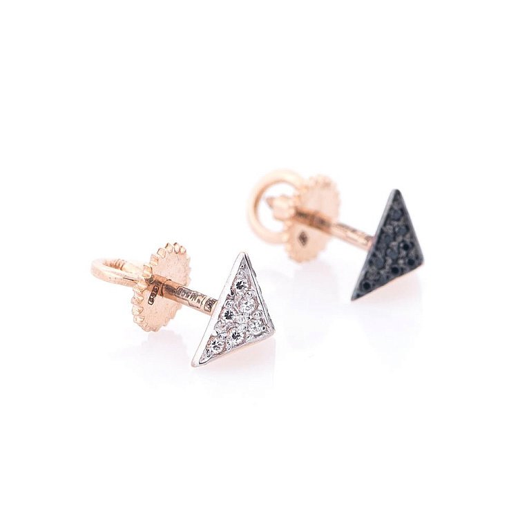 Золотые серьги-пусеты с фианитами с249 от ювелирного магазина Оникс - 1