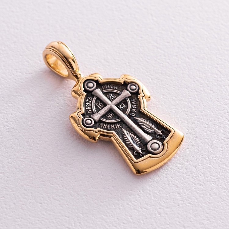 Серебряный крест (позолота) 132446 от ювелирного магазина Оникс