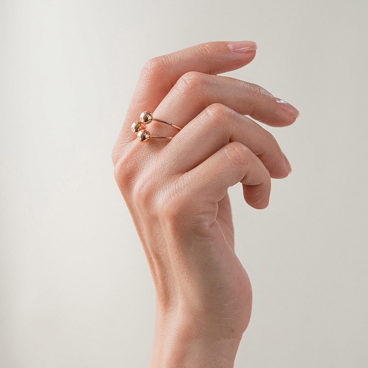 Каблучка "Кульки" у червоному золоті к08262 від ювелірного магазину Онікс - 3