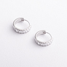 Серебряные серьги - кольца с фианитами 123557 от ювелирного магазина Оникс - 1