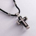 Чоловічий православний хрест на шнурі з ебенового дерева і срібла 181183 от ювелирного магазина Оникс - 4