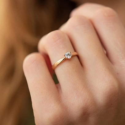 Заручальна золота каблучка з фіанітом к07127 №4