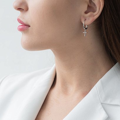 Золоті сережки "Хрестики" з діамантами сб0175ca №2