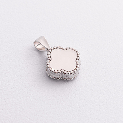 Срібна підвіска "Конюшина" з перламутром 133352 №2