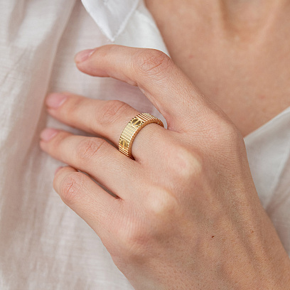 Кольцо "Love" в желтом золоте к08421 №6