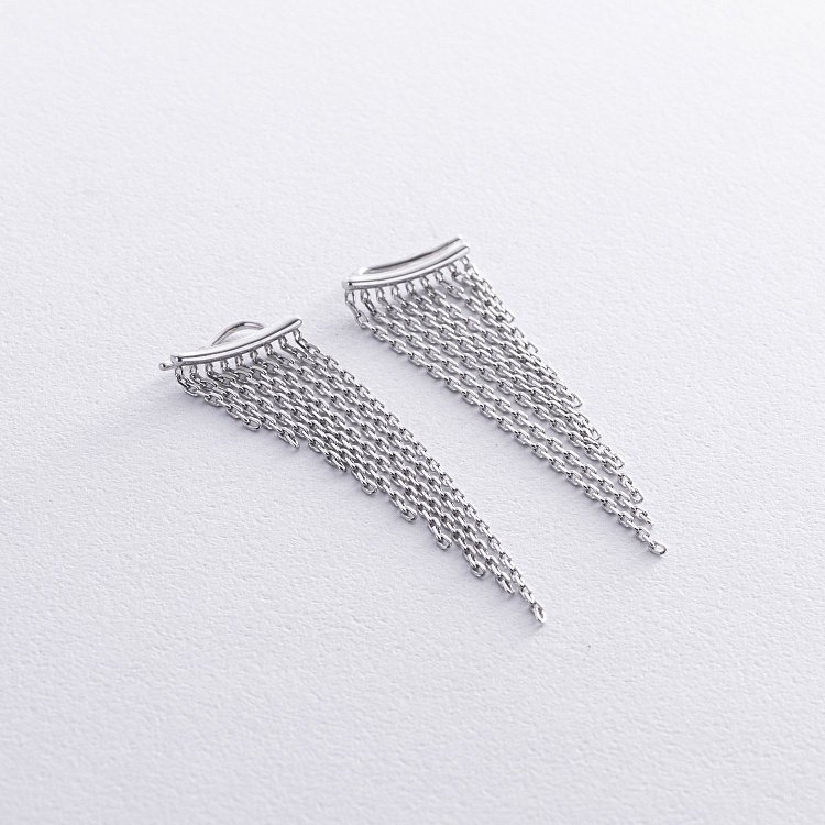 Срібні сережки - клаймбери з ланцюжками OR113060 від ювелірного магазину Онікс - 2