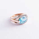 Золотое кольцо (фианиты, голубой топаз) к05442 от ювелирного магазина Оникс