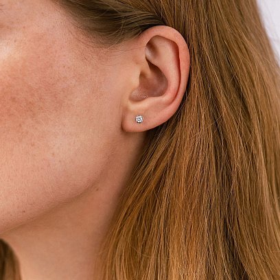 Серебряные серьги - пусеты (фианиты) 121893 №5