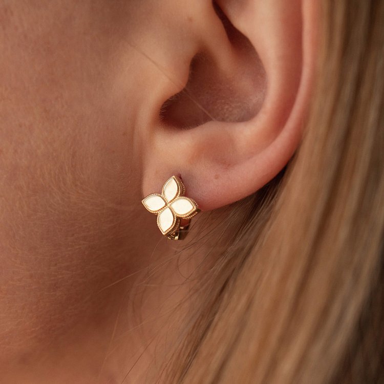 Серьги "Клевер" в желтом золоте с08454 от ювелирного магазина Оникс - 1