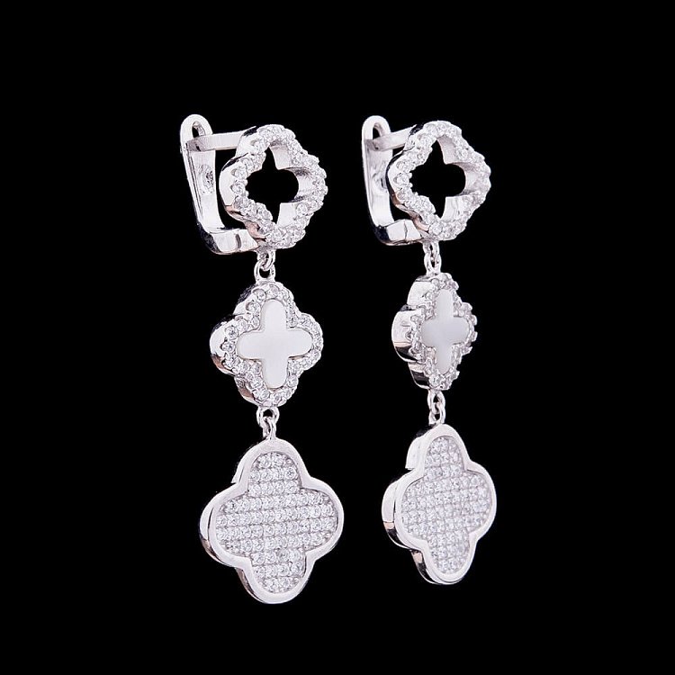 Серебряные серьги с перламутром и фианитами 121691 от ювелирного магазина Оникс - 3