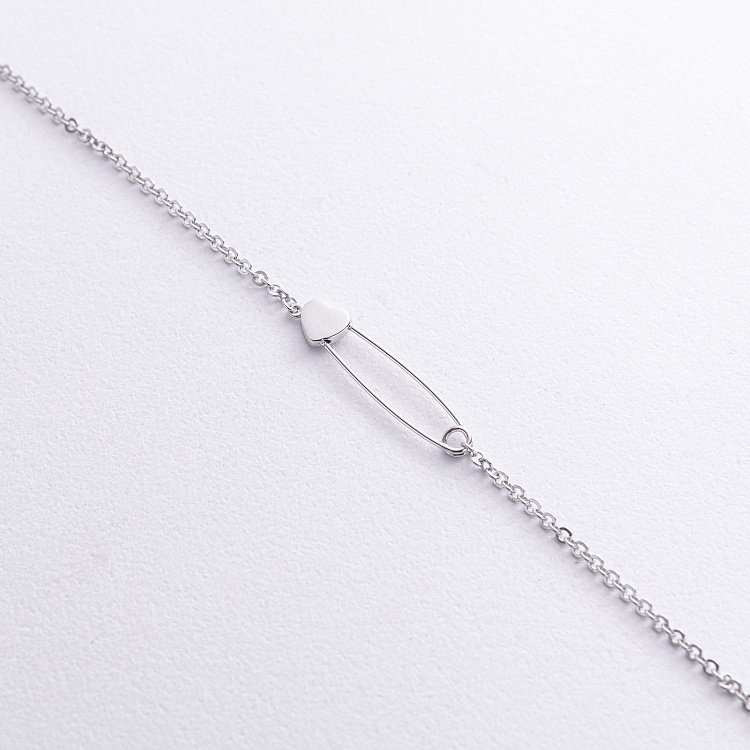 Браслет "Булавка с сердечком" в белом золоте б05446 от ювелирного магазина Оникс - 5