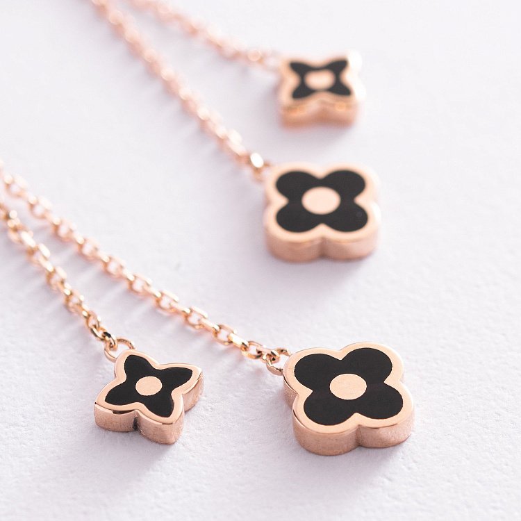 Золоті сережки "Конюшина" з емаллю с07752 від ювелірного магазину Онікс - 2