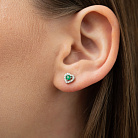 Золоті сережки - пусети "Сердечки" зі смарагдами та діамантами сб0507ca от ювелирного магазина Оникс - 9