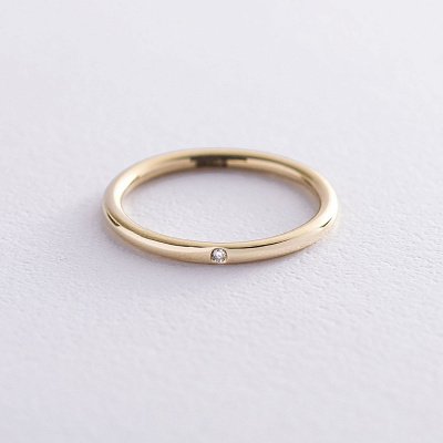 Золотое кольцо с бриллиантом в стиле минимализм обрб0003