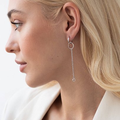 Серебряные серьги "Круговорот с цепочками" 4884 №2