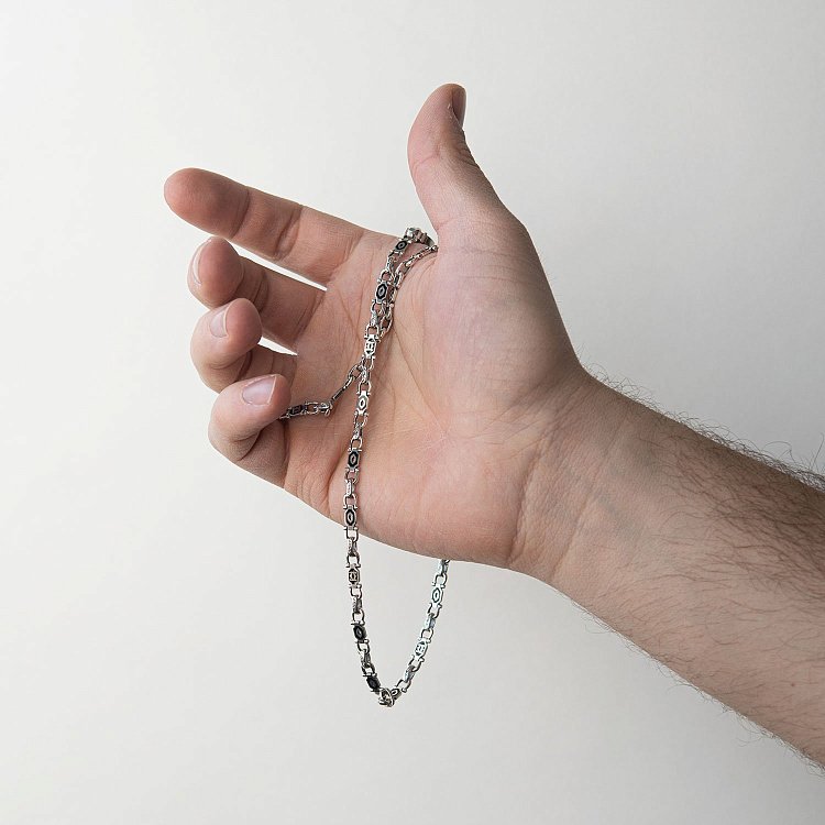 Мужская серебряная цепочка (эмаль) 0.5 см Ц0024ч от ювелирного магазина Оникс - 1