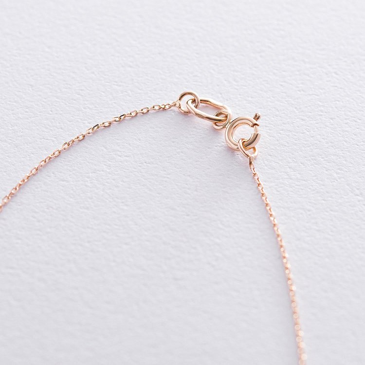 Кольє з одним фіанітом в червоному золоті кол01145 від ювелірного магазину Онікс - 1