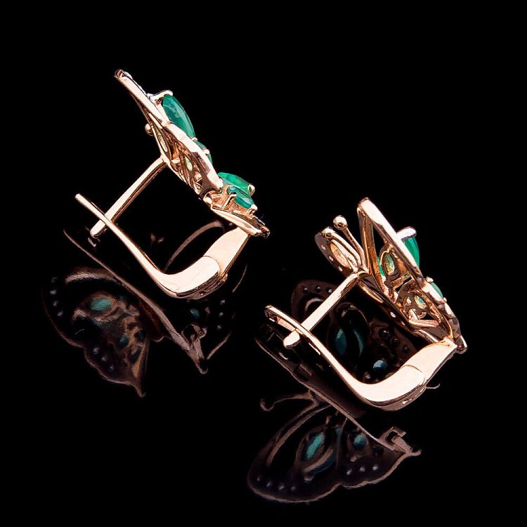 Золотые серьги "Бабочки" с фианитами с03119 - 1 Золотые серьги "Бабочки" с фианитами с03119 от ювелирного магазина Оникс - 1