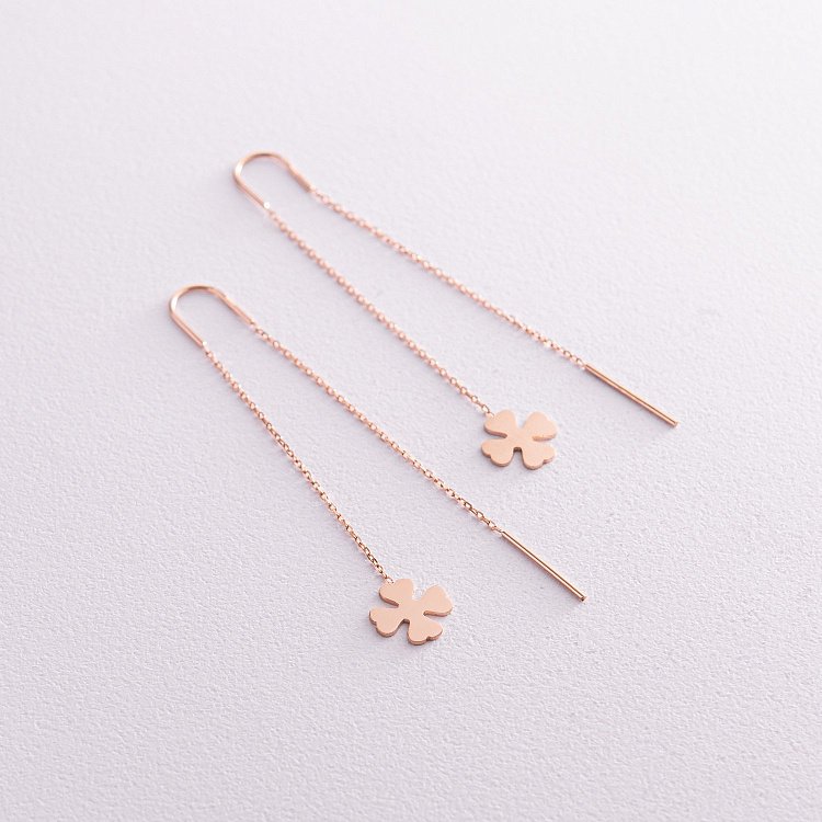 Золотые серьги - протяжки "Клевер" с05515 от ювелирного магазина Оникс