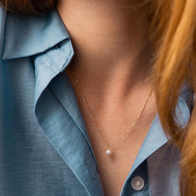 Кольє з перлиною (жовте золото) кол02401 від ювелірного магазину Онікс - 3