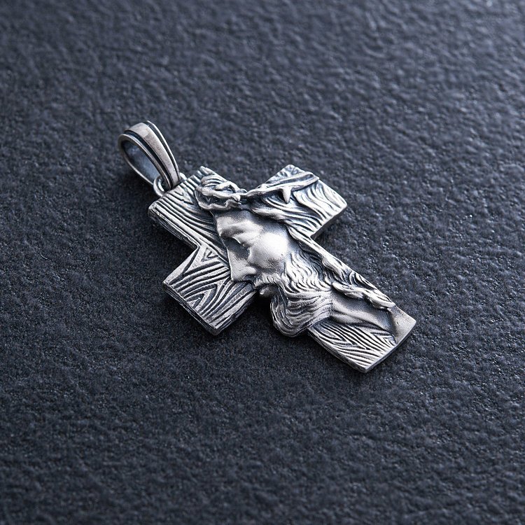 Серебряный крест "Иисус Христом в терновом венце" 7028 от ювелирного магазина Оникс - 2