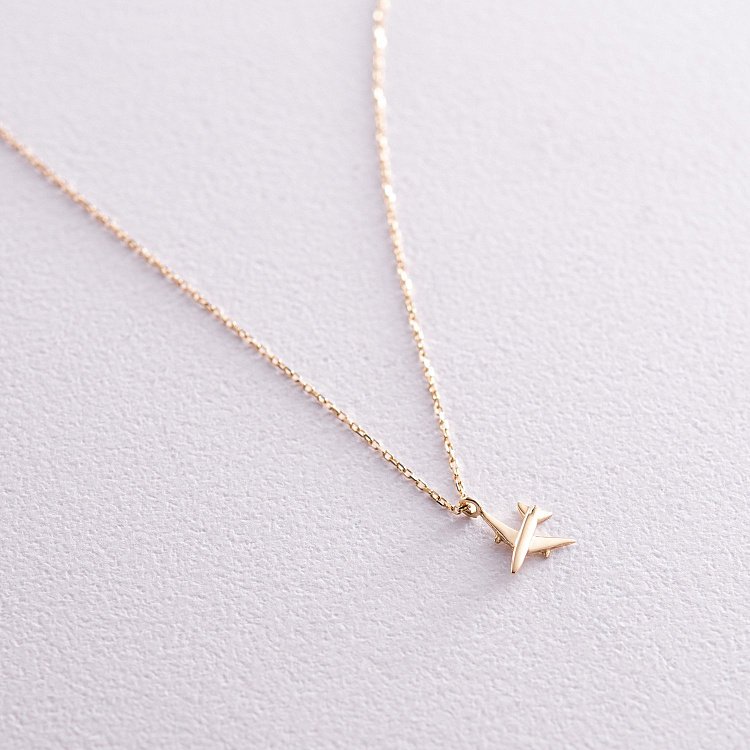 Колье "Самолетик" в желтом золоте кол02302 от ювелирного магазина Оникс - 2