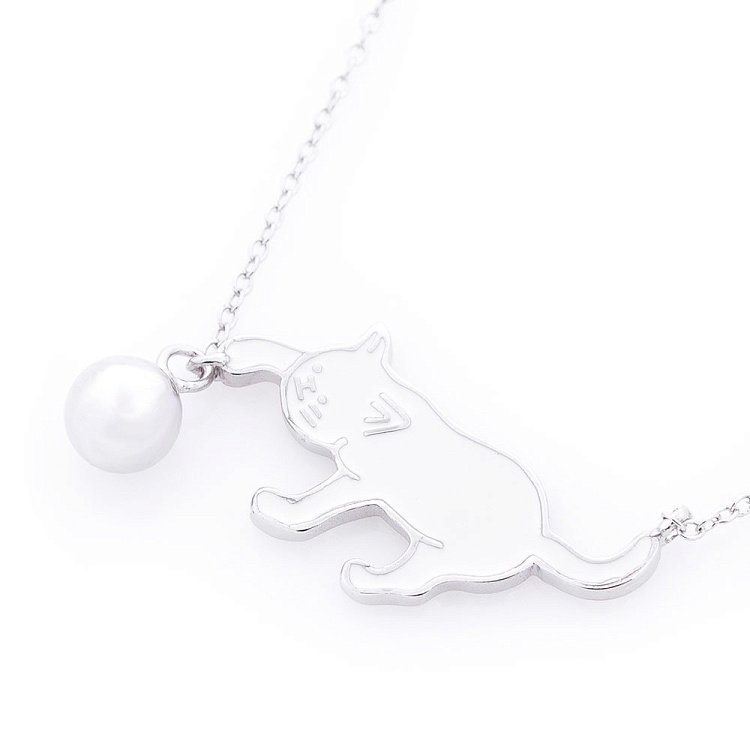 Серебряное колье с кошкой (эмаль) 18812 от ювелирного магазина Оникс - 2