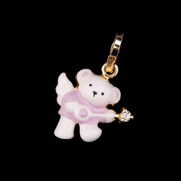 Детская золотая подвеска "Мишка" (эмаль, фианит) п01279 от ювелирного магазина Оникс