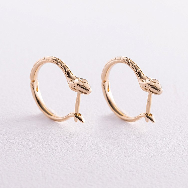 Серьги "Змеи" в желтом золоте с08030 от ювелирного магазина Оникс - 2