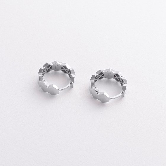 Серьги - кольца "Miranda" в белом золоте с09333 №3
